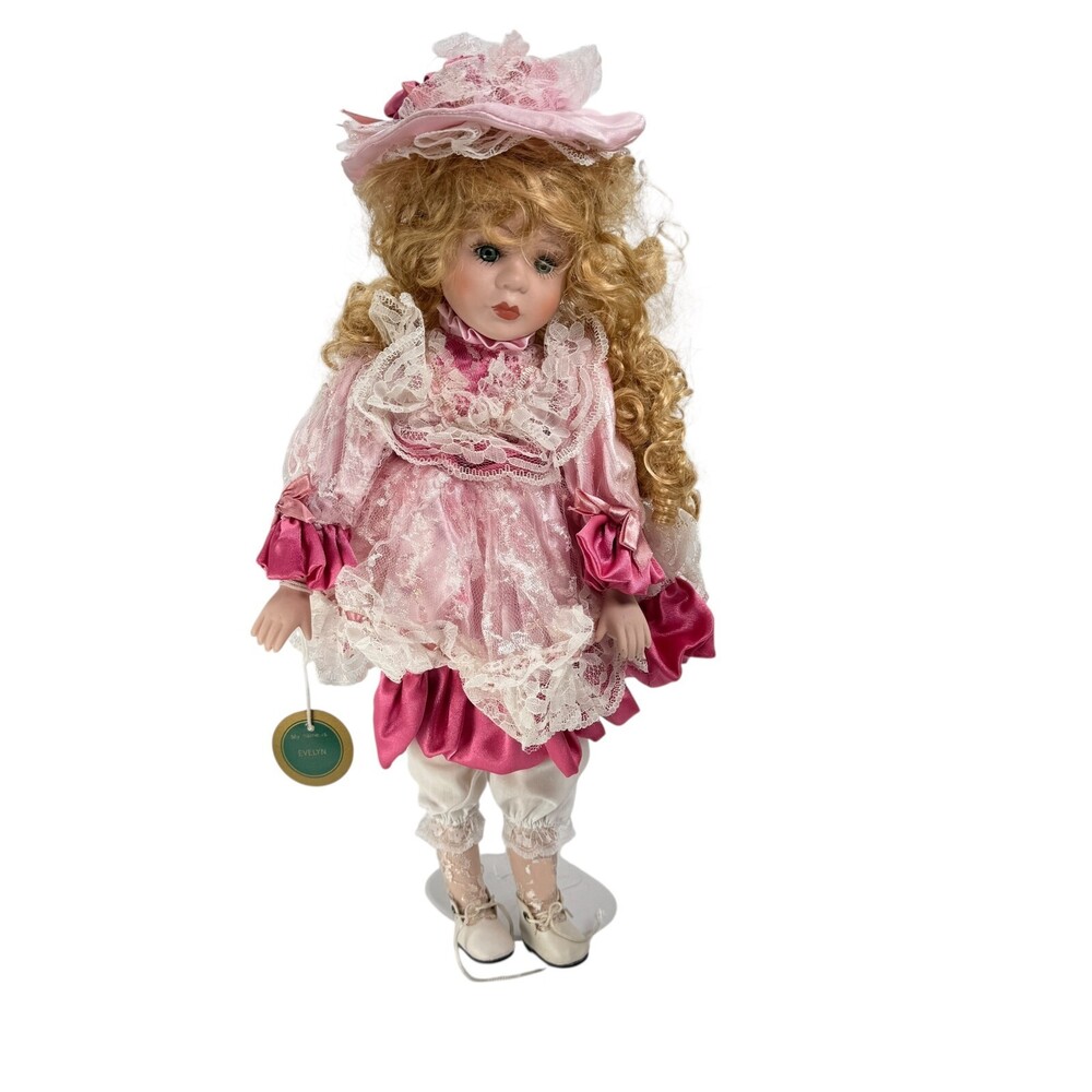 Century Collection Porcelain Doll 16” Evelyn Pink Rare w/Box READ